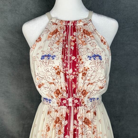 Free People Dress Women 6 Cream Floral Halter Maxi Fairy Whimsy Beach Boho Flowy - Picture 3 of 15